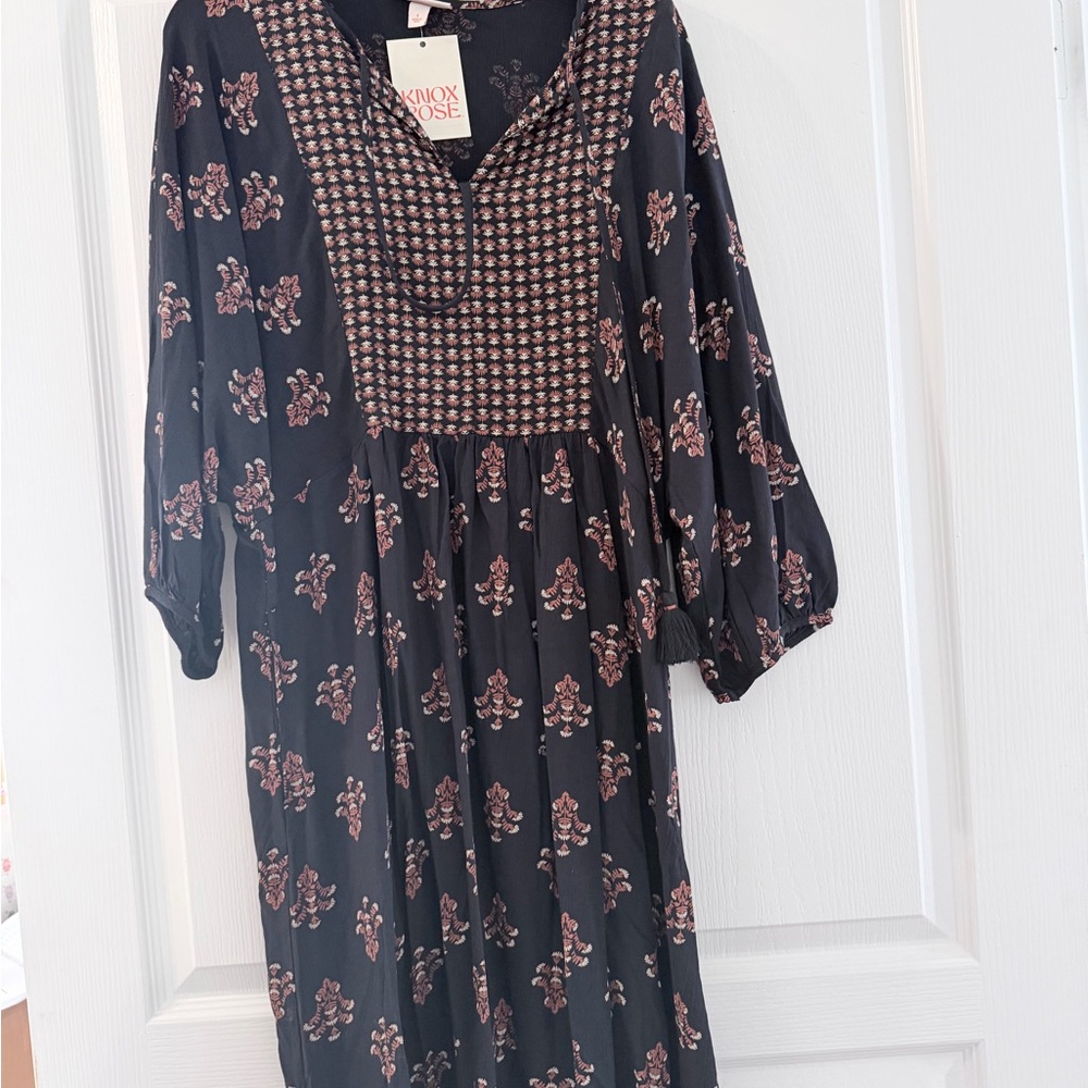 Knox Rose Black and Brown Patterned Dress